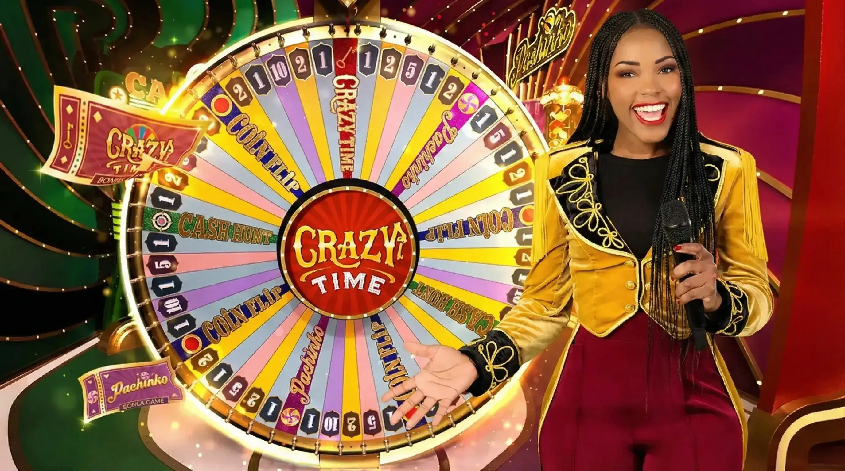 Presentador de Crazy Time anunciando bonus round